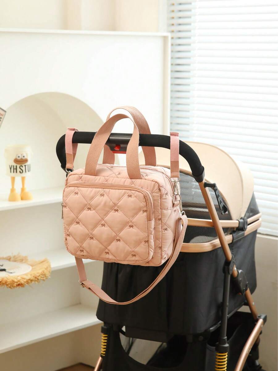 1pc INS Style Embroidered Mommy Bag, Small Handheld & Shoulder Strap Maternity Bag