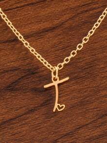 1件装26字母设计心形吊坠项链，母亲节礼物，送朋友的礼物 - 款式1 - 查看 11