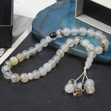 33pcs 10mm Agate Bead Bracelet, Comes With Elegant Gift Box, Prayer Beads Bracelet, Suitable For Eid Al-Fitr, Ramadan Gifts - White - View 6