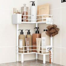 4 Tier Floor Standing Corner Shower Caddy Organizer With Toothbrush Holder, Large Spacing Floor Shower Shelf Rack Storage Stands With Hooks For Bathroom Kitchen, Black - 白色 - 查看 14