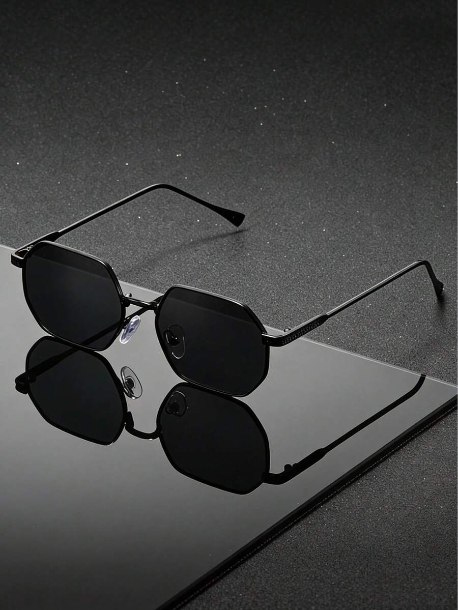 Kính thời trang unisex gọng vàng, tròng kính vuông, thiết kế cổ điển, chống tia UV, phù hợp với phong cách du lịch của nam giới. - Nhiều màu - Xem 1
