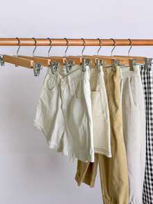 1/3/5个装木制裤架带夹子，晾衣架，360°旋转挂钩，强力夹子，适用于悬挂裤子、裙子、牛仔裤 - 查看 12