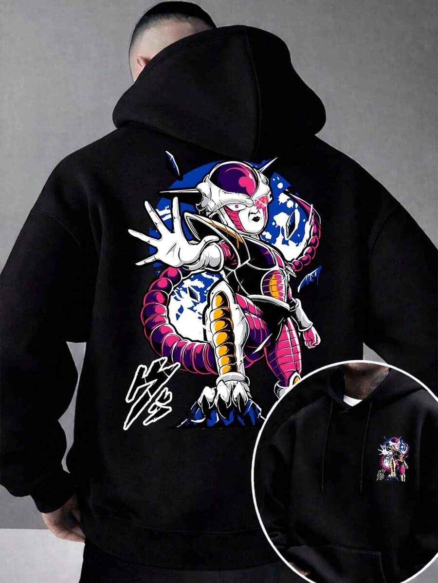 Blusa De Anime Masculina Moletom Canguru "Frieza Forma Final" – Lançamento 2026 | Envio Imediato - Preto - Visão 1