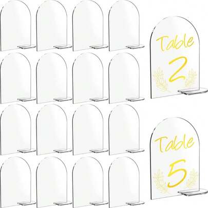 New Cross-Border Acrylic Transparent Arch-Shaped Place Card, Simple Half-Circle Table Number, Suitable For Wedding, Birthday, Anniversary, Home And Kitchen Party Decor, No Feather, No Power Required