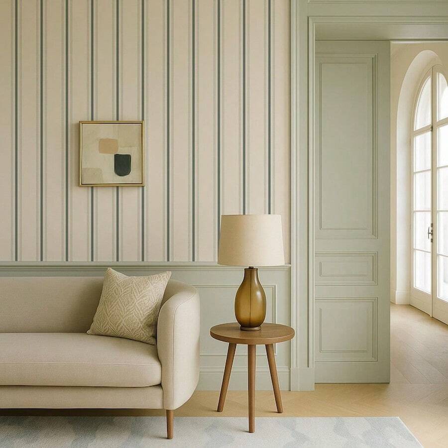 经典条纹壁纸 - 优雅的自粘式或免胶式定制颜色墙面装饰 - 1PC - 查看 1