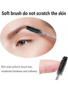 100/500支装一次性黑色睫毛膏刷、眉刷、迷你化妆工具、眼影刷、螺旋刷 - 黑色 - 查看 3