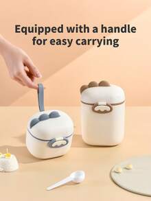 1pc Cartoon Milk Powder Container/Baby Milk Powder Box, Dinosaur Theme, Made Of PP Material, With Separate Spoon Compartment, Handle, Compact Design, Portable And Secure Closure. Suitable For Travel/Living Room/Kitchen, Can Store Fruit, Baby Food, Dried Fruit, Snacks, Condiments, Etc. (Available In 800ml And 400ml, Please Check The Comparison Image Before Purchase!) - Dinosaur-shaped Milk Powder Box (eyeless Version) - View 5