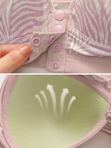 1 chiếc áo ngực cho nữ cài trước, họa tiết da báo gợi cảm, nâng ngực, thoải mái, không gọng. - Hồng - Xem 5