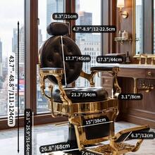 Huisuilinss Vintage Barber Chair,Hydraulic Recline Salon Chair,Hair Styling Chair,Adjustable Height,360° Swivel,Headrest & Footrest,700lbs Capacity,For Barbershop Beauty Tattoo Massage - 黑色 - 查看 2