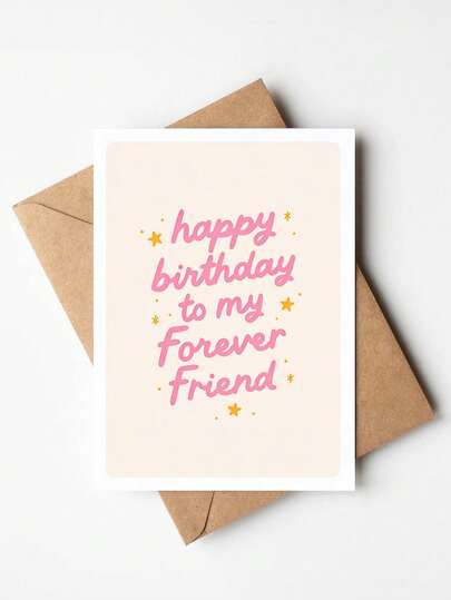 1张趣味闺蜜生日贺卡 – 祝我永远的朋友生日快乐（粉色），闺蜜生日贺卡，友谊贺卡，闺蜜礼物