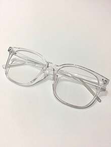 1 chiếc gọng vuông, tròng kính trong suốt, kiểu dáng tối giản, thời trang, thích hợp cho cả nam và nữ. - Trong sáng - Xem 3