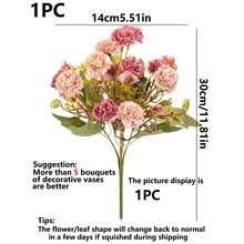 1PC Artificial Silk Flower - Carnation Bouquet, Simulated Bouquet, Suitable For Home, Dining Room, Living Room, Outdoor Garden Decoration, Used For Wedding, Family Garden And Party Decoration, Artificial Flowers, Wedding Flowers, Bridal Bouquet, Wedding Supplies, Wedding Decoration, Decorative Flowers, Spring Decoration - Light Purple - View 3