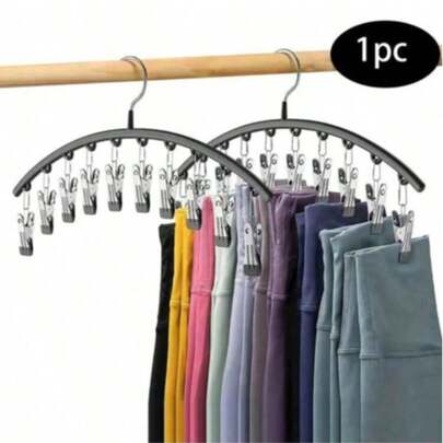 Cintre à pantalon en acier inoxydable, rangement gain de place avec 10 pinces, solution de stockage durable au design élégant, pour pantalons de yoga et leggings - organisateur de garde-robe, cintre à pantalons et chaussettes pour les magasins de vêtements de la fête des mères, parfait pour les boutiques familiales de kimonos pour les mariages, les anniversaires, parfait pour la maison et les boutiques de vêtements