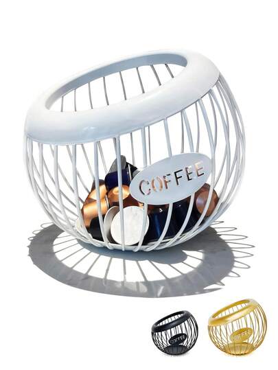 1 Stück INS Stil Kaffeekapsel Halter, Kaffeekapsel Aufbewahrungsregal mit großer Kapazität, geeignet für Theke, Kaffee Bar Zubehör und Station Lagerung, Kapsel Aufbewahrung (Weiß/Gold/Schwarz)