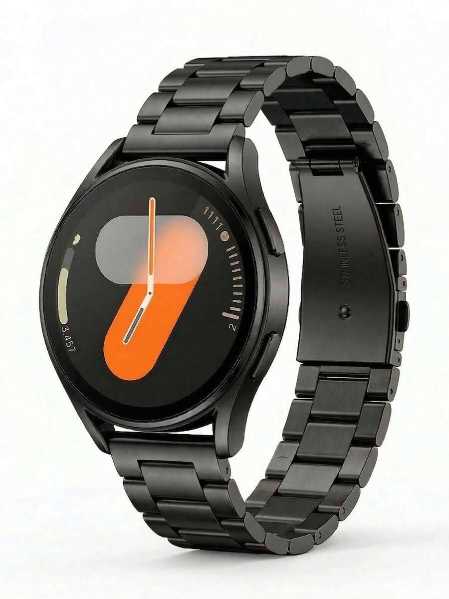 1PC Fashion Black Stainless Steel Watch Band Compatible With Samsung Smart Watch Universal 20mm 22mm Watch Strap Compatible With Samsung Galaxy Watch 3 42mm 46mm Compatible With Galaxy Active 2 40mm/44mm Compatible With Watch Gt2,Watchband For Smart Watch,Bracelet Galaxy Watch