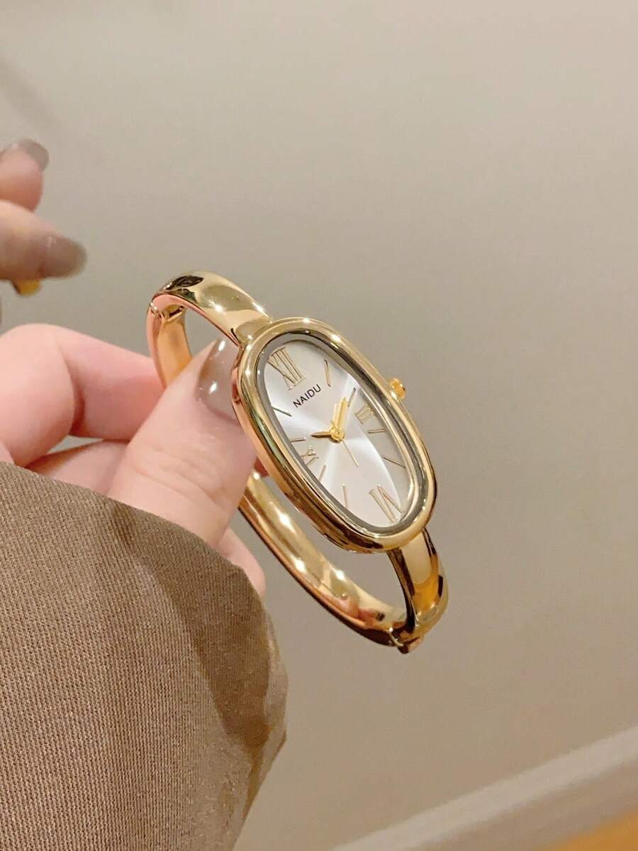 1pc Women's Fashion Elegant Quartz Watch, Gold Bangle Style Design, Suitable For Daily Wear, Birthday, Graduation Gift, Casual Occasions - Gold - View 1