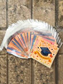 100pcs Graduation Gift Bags With "Congratulations Graduates!" Self-Adhesive Printed Bags, Suitable For Party Favors And Souvenirs, Can Be Used For Gifts And Baking Packaging, Perfect For Graduation Parties And Themed Events. - One Size Fits All - View 8
