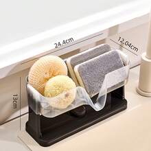 1pc Suction Cup Kitchen Sink Storage Rack Space Saving Detachable Dishcloth Organizer Non-Slip Self-Draining Sponge Drain Holder - View 14
