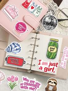 50pcs Cartoon Motivational Girl Stickers Cute And Adorable Designs Perfect For Journaling Supplies, Guitar Notebooks, Tablets, Parties, Suitcases, Envelopes, School Supplies Decorations - Fun Stickers Scrapbook Supplies Stationery Funny Stickers Kindle - 50pcs/pack - View 2