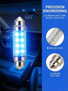 GLANBERT 2pcs/Set 42mm 8 LED Car Interior Light C5W 239 Dome Light Bulb, Blue/White/Red, Auto Accessories - Double-pointed 8LED - View 6