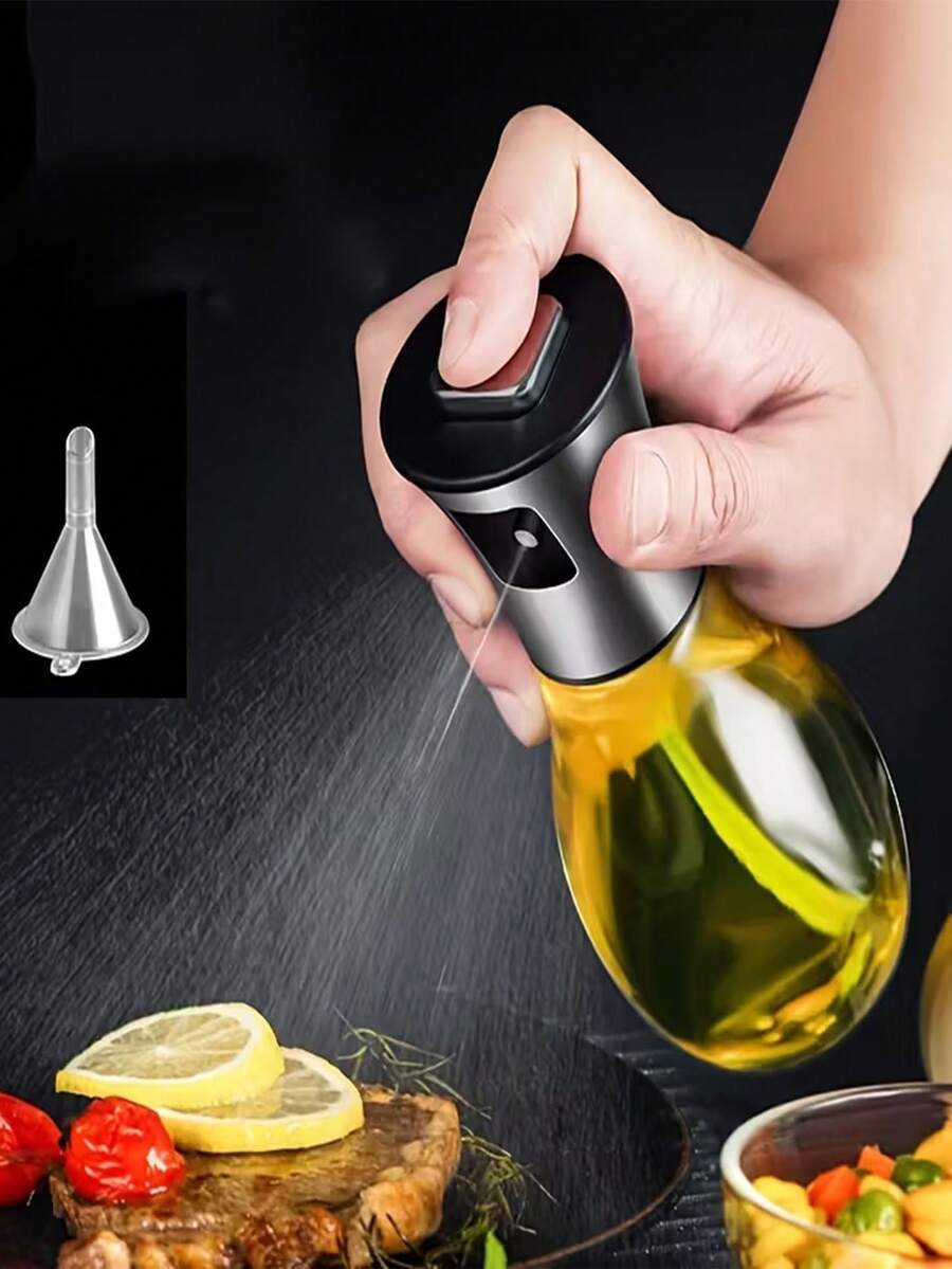 1 st sprayflaska i rostfritt stål, 200 ml läckagesäker glasoljedispenser med pump, lämplig för matlagning, grillning, sallad och kök - 200 ml - Visa 1