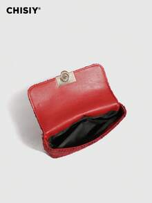 Retro And Elegant Tweed Handbag, Generous And Simple Shoulder Bag, Customized Gold Ball Buckle Crossbody Bag, Suitable For Business Casual, Shopping And School, Front Twist Lock Handbag, With Shoulder Strap, Shoulder Bag, Crossbody Bag Is Very Suitable For Daily Life, Party And Travel, Lightweight And Durable, Versatile Retro Charm, Suitable For Women Who Pursue Elegant Personality, Suitable For Any Occasion, Showing Unique Fashion Taste - 小香酒紅色 - 查看 7