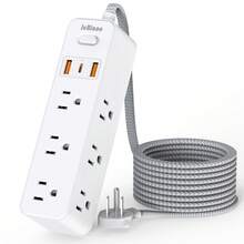 JcBlaon 12 In 1 Power Strip With USB C And USB A Ports, Flat Plug Extension Cord, Surge Protector 900J, Widely Spaced Outlets, Wall Mount Design – Multiple Outlets Charging Station For Home Office Dormitory - Xem 1