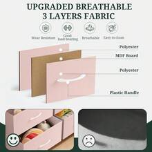 8-Drawer Dresser For Bedroom, Anti-Tip Tall Storage Organizer Chest Of Drawers With Wooden Top And Metal Frame Fabric Bins For Closet, Living Room, Hallway, Entryway, Black,Local Delivery - 粉色 - 查看 7
