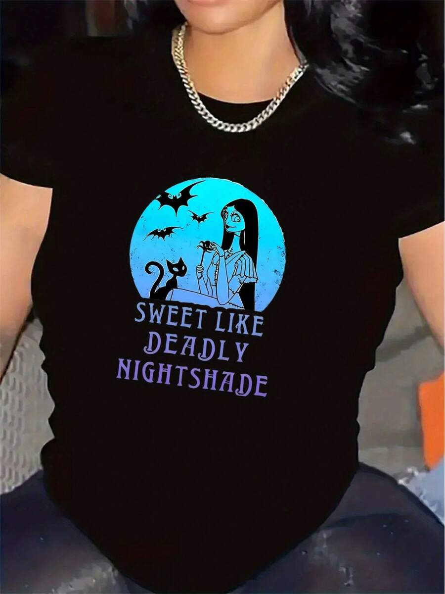 Camiseta de poliéster con estampado de mandala, una excelente opción para fiestas de Halloween, duradera y cómoda, adecuada tanto para uso en interiores como en exteriores, una elegante blusa casual para mujer con diseño estampado. - Negro - Ver 1