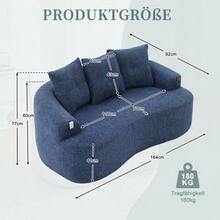Este conjunto de sofá contemporâneo de dois lugares apresenta almofadas profundas e redondas com um padrão de nuvens em chenille, um design compacto sem molas e inclui três almofadas decorativas. Ideal para apartamentos compactos. - Azul - Ver 2
