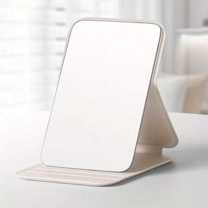 1 pieza Espejo de maquillaje plegable blanco, espejo de tocador portátil adecuado para viajes y uso en dormitorios, fácil de guardar, regalo perfecto para mujeres, accesorio de belleza diario, espejo de maquillaje de viaje | Espejo decorativo | Espejo plegable