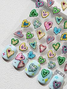Cartoon Interesting Nail Stickers, Nail Stickers To Relieve Stress, Women's Self-Adhesive Nail Stickers, 5D Embossed Effect, Cute And Fun, Exquisite Themes, Simple DIY Nail Art Decor, Holiday Gifts, Party Style Stickers, Water Cup And Phone Decorative Stickers - Multicolor - View 2