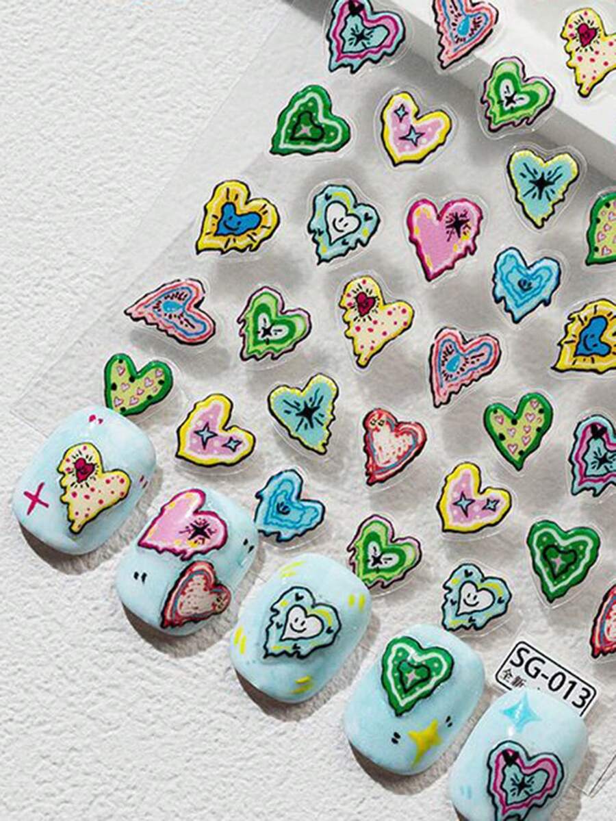 Cartoon Interesting Nail Stickers, Nail Stickers To Relieve Stress, Women's Self-Adhesive Nail Stickers, 5D Embossed Effect, Cute And Fun, Exquisite Themes, Simple DIY Nail Art Decor, Holiday Gifts, Party Style Stickers, Water Cup And Phone Decorative Stickers