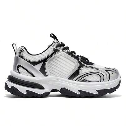 Men's BALESGA New Colorblock Low-Top Mesh Breathable Thick-Sole Running Shoes, Anti-Slip, Durable, Versatile, Comfortable, Odor-Resistant Casual Sports Chunky Sneakers