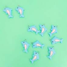 10个海洋系列跃海豚吊坠，适用于手工珠宝制作，耳环、项链、手链、脚链、包包挂饰、情侣礼物、树脂工艺品 - 10件跳躍的海豚 - 查看 5