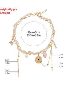 Retro Geometric Heart-Shaped Fishbone Pattern Hollowed-Out Crystal Necklace & Earrings Accessory - Multicolor - View 8