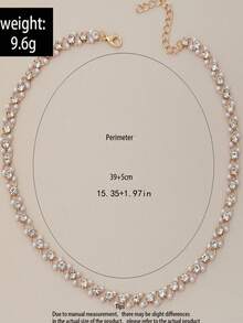 1 件时尚简约的女士仿珍珠钻石项链，日常搭配、送礼佳品、正式场合项链 - 彩色 - 查看 2