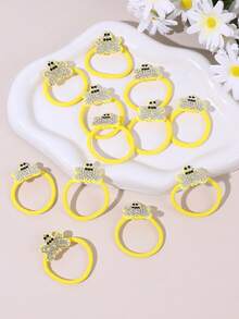 12pcs Cute Bee Design Hair Accessories, Rhinestone Elastic Hair Clips, Sweet Style For Girls, Suitable For Spring, Vacation And Daily Wear, Teenagers - Multicolor - View 2