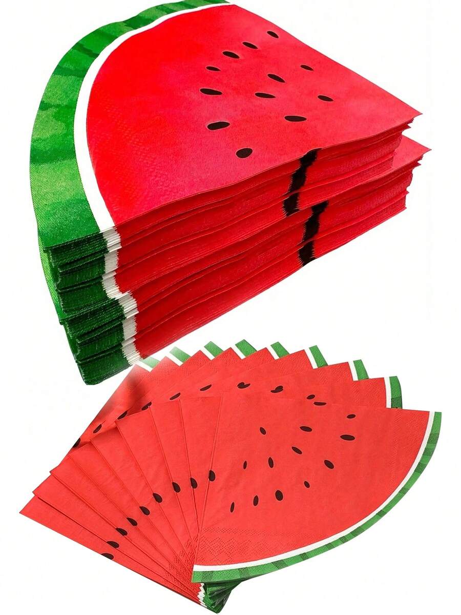 20pcs/10pcs Watermelon Pattern Napkins, Watermelon Shaped Tissue Paper, Picnic Napkins, Hand Towels, Summer Tropical Watermelon Theme Party Supplies, Baby Shower Holiday Party Birthday Theme Party Table Decor