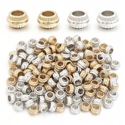 100颗7毫米CCB大孔亚克力珠，适用于DIY手链和项链 - 波西米亚风格珠宝制作珠子