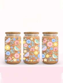 Pegatinas de cristal con estilo bohemio de pájaros y flores coloridos UV DTF, pegatinas para decorar vasos de 16 onzas de la marca Libbey, pegatinas resistentes al agua y a los arañazos para tazas, jarrones, cuadernos, portátiles y otras superficies duras, decoración del hogar - Multicolor - Ver 3