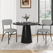 Sillas de comedor modernos Boucle Set de 2, asientos de acento tapizados de mediados del siglo, espalda curva ergonómica, tela de lana de cordero acolchada - Gris - Ver 6