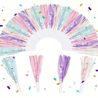 6个彩色箔纸龙形派对氛围喇叭，六种颜色可选，营造派对氛围的魔法道具，适用于婚礼、单身派对、啦啦队用品、毕业派对用品、2026届毕业派对用品、婴儿派对用品、派对用品等。