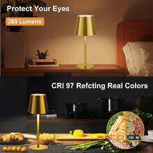 Cordless Table Lamp,8-20 Inches Adjustable Height, 5000mAh Rechargeable LED Desk Lamp, 3 Color Stepless Dimmable, Portable Table Light For Indoor/Outdoor,Black/Gold - gold-2pcs - View 6