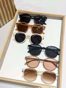 6pcs/1pc Round-Framed Glasses For Girls - A Hot-Selling, Simple, And Stylish Item - Suitable For Daily Commutes, Beach Vacations, And Outdoor Activities. - Multicolor - View 3