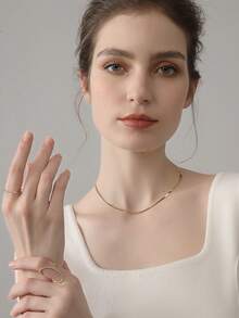 Dây chuyền hình xương cá vàng, dây chuyền hình rắn unisex, dây chuyền choker hình rắn kiểu trung tính, dây chuyền hình rắn nữ đeo hàng ngày. - Thép - Xem 10