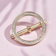 1pc Rhinestone Scarf Clip - Adjustable Hollow Metal Clasp, Suitable For Shirts, Shawls And Clothing Corners, Elegant French Style Fashion Accessory For Women, High-End Exquisite Design, Multi-Functional Durable Clip, Fashion Wardrobe Essential, Delicate Neck Clip, High-Quality Open And Close Buckle, Multi-Purpose Matching, Wardrobe Organization Essential - Gold - View 9
