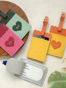 1pc Customized Dual-Color Shell Shaped Luggage Tag Personalized Initials Gold Foil Printing Privacy Name Card Handmade Vintage Vibes - Multicolor - View 9