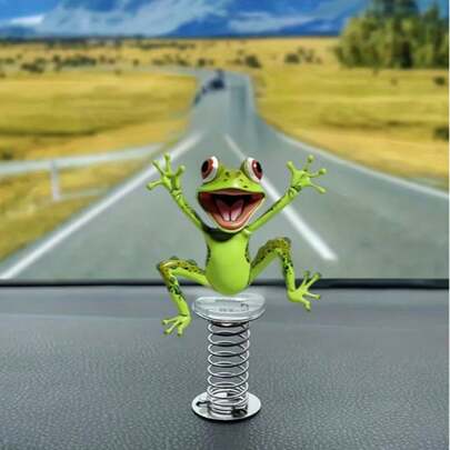 1pc Cute Acrylic Dachshund Spring Figurine, Fashionable Frog Figurine, Suitable For Decorating Vehicles, Desks, And Bicycles, Great Gift For Family And Friends, Multifunctional Home And Garden Decor, 2D