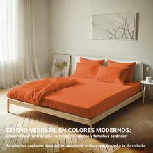 Ecommerc3 3-4 Piece Cotton Sheet Set, Fits Beds 80-200 Cm, Wide Variety Of Colors - 橘色 - 查看 8